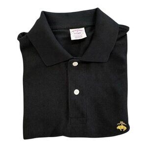 Brooks Brothers Men's Polo Shirt Black Short Sleeves Collared Logo Size Medium